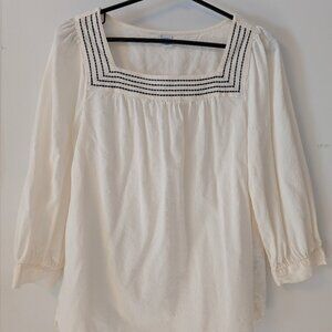 Peasant Blouse with Black Stitching